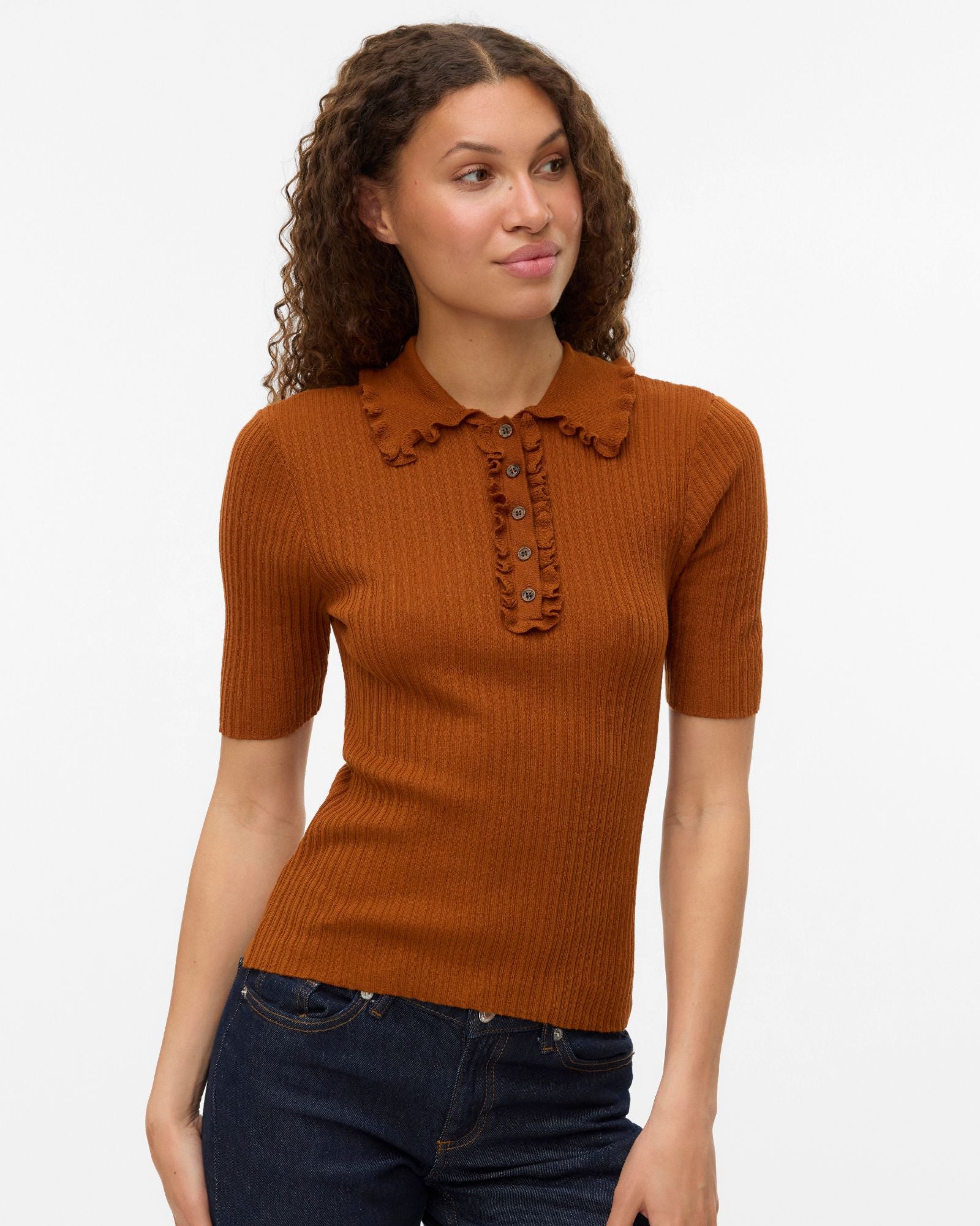 AWSHIRLI KNITTED POLO TOP